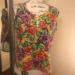 Victoria Harbor Cotton Sleeveless Top Floral Med